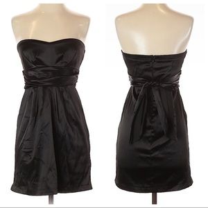 Black Strapless Mini Bow Tie Dress